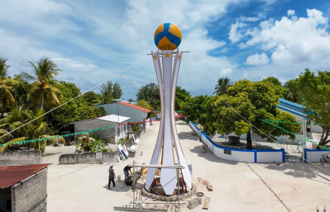ގެމަނަފުށީގައި ހަދާފައިވާ ވޮލީ މޮނިއުމަންޓް.