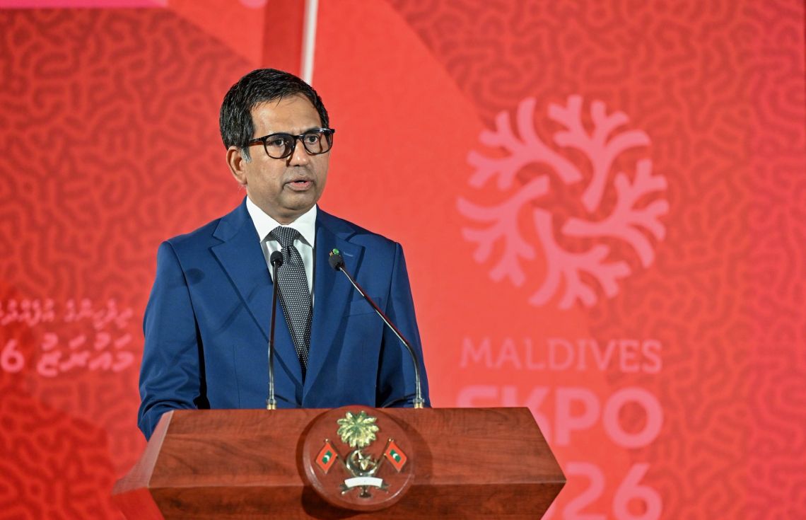 ފޯރަމް އިފްތިތާހު ކުރުމުގެ ރަސމިޔާތުގައި މިނިސްޓަރ ވާހަކަ ދައްކަވަނީ / ފޮޓޯ: ރައީސް އޮފީސް
