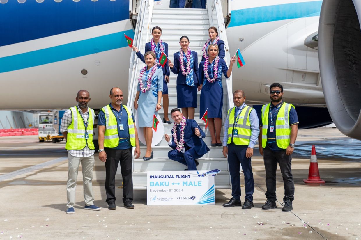 އަޒަރުބައިޖާން އެއަރލައިންގެ ފުރަތަމަ ފްލައިޓް ރާއްޖެއަށް އައިސްފި