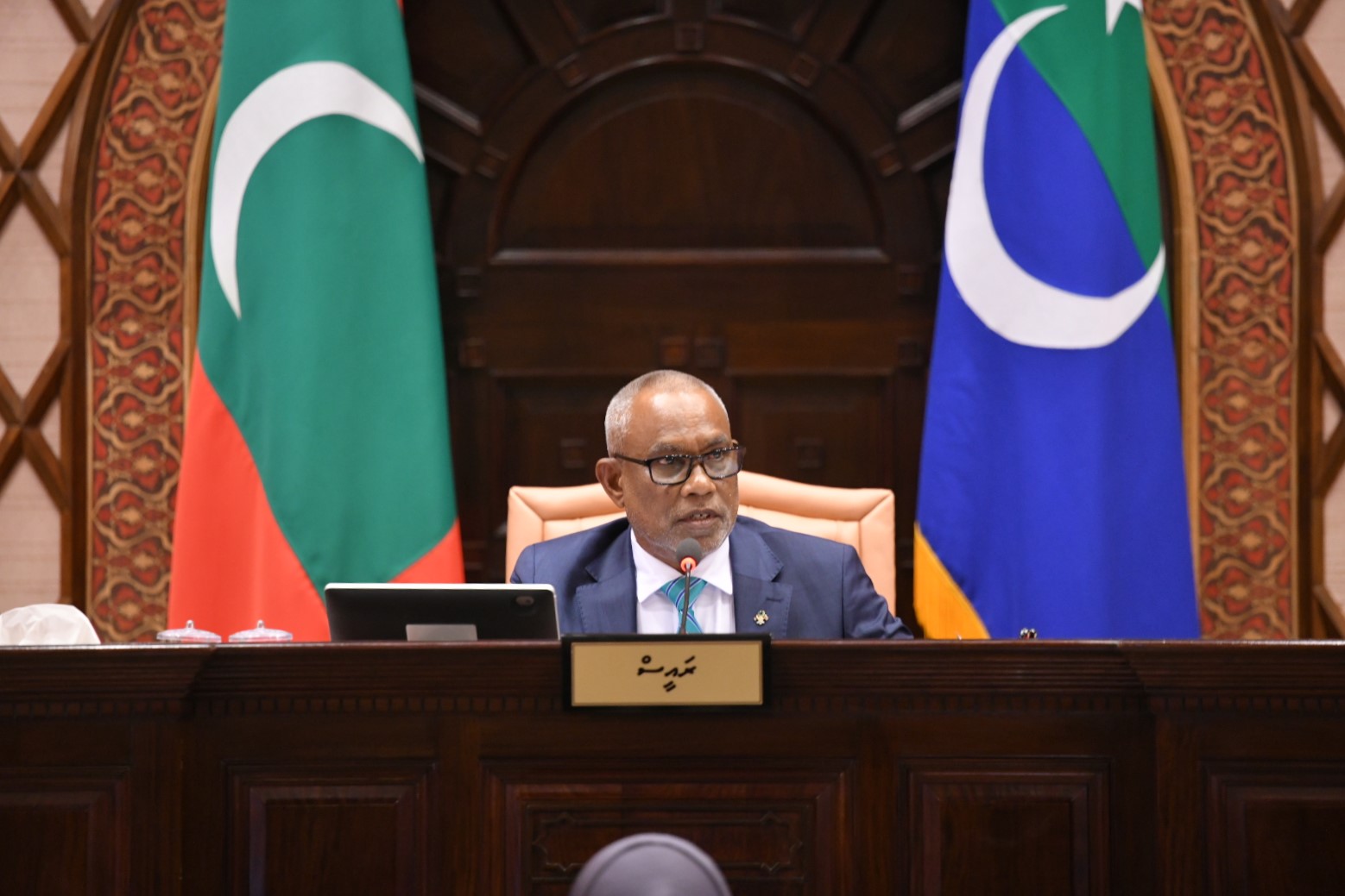 20 ވަނަ ރައްޔިތުންގެ މަޖިލީހުގެ ރައީސް އަބްދުއްރަހީމް އަބްދުﷲ. ފޮޓޯ: މަޖިލިސް