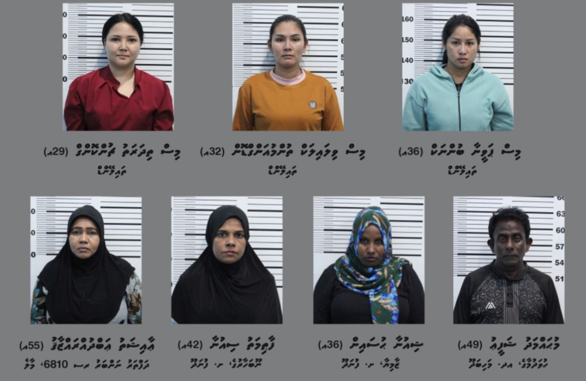 ހުޅުމާލޭގައި ހަށިވިއްކުމުގެ ވިޔަފާރިކުރާތީ ހައްޔަރުކުރި 7 މީހުން. ފޮޓޯ: ޕޮލިސް
