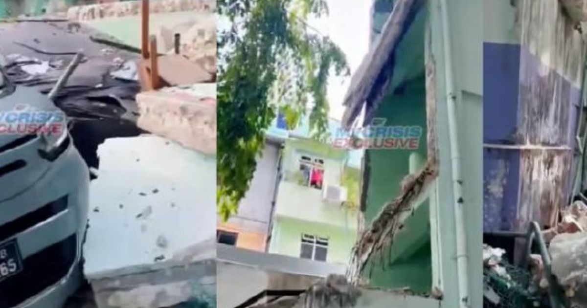 އިމާރާތެއްގެ ފާރު ވެއްޓި، ވެހިކަލްތަކަކަށް ގެއްލުންވެއްޖެ